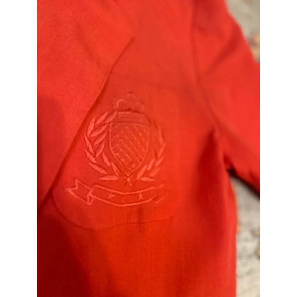 90s 80s coral oversized blazer‎ 3/4 sleeves powersuit gold button crest pocket